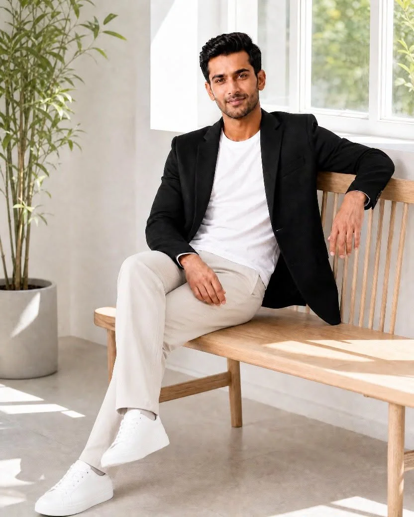 Black Knit faric Summer BLazer